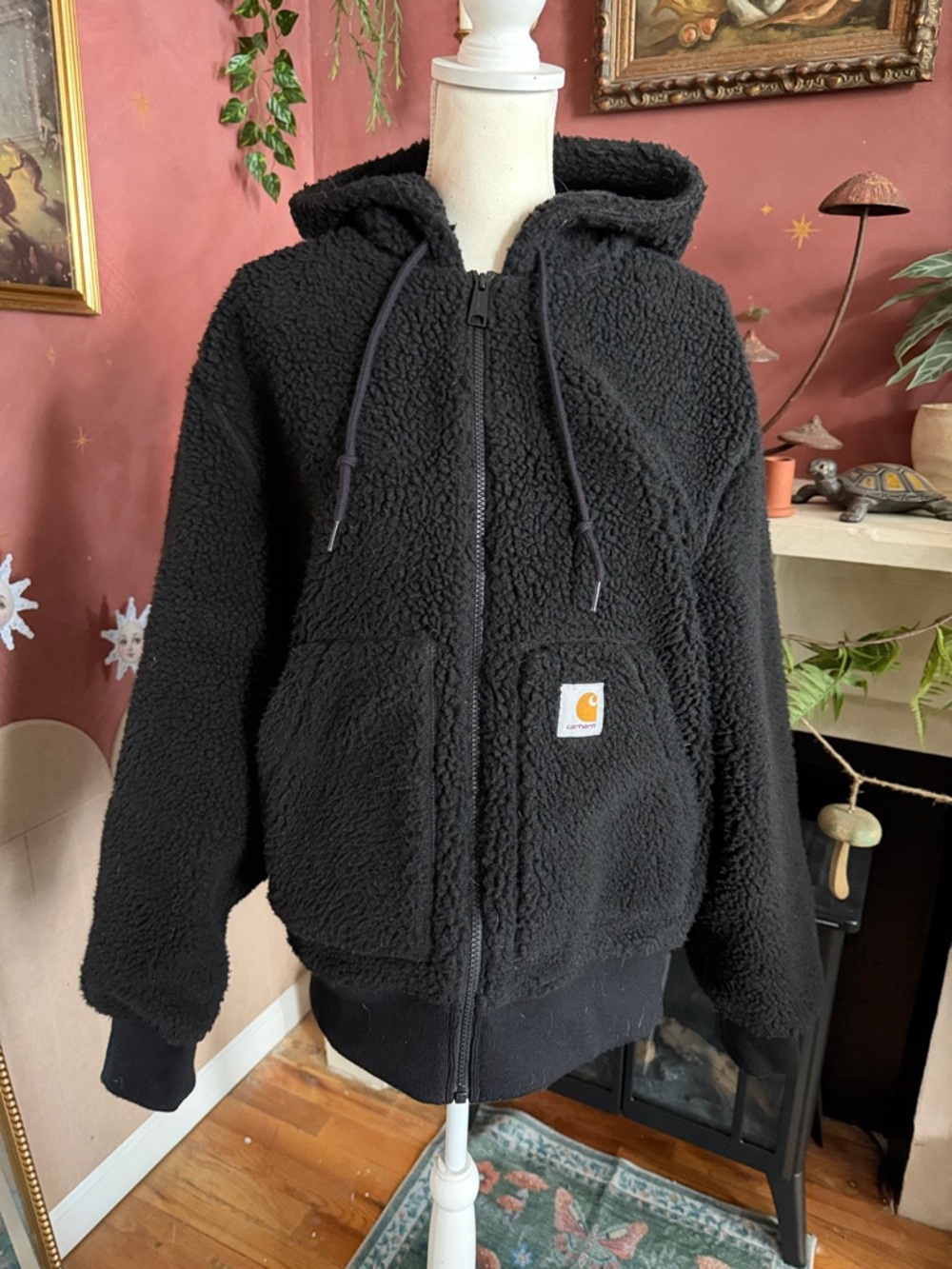 Carhartt WIP Black Sherpa Zip Hoodie